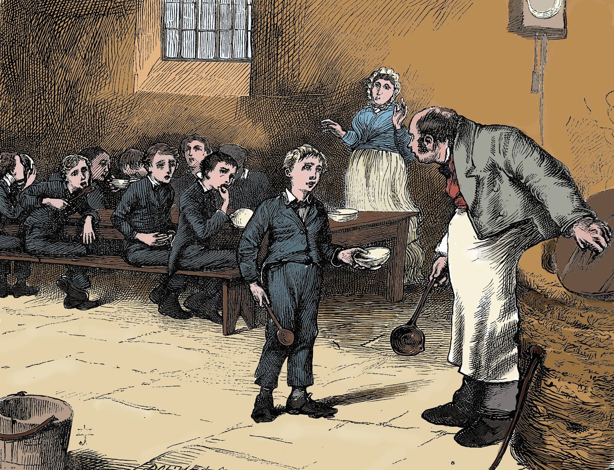 Kohtaus Charles Dickensin Oliver Twististä, 1836 tekijältä James Mahoney
