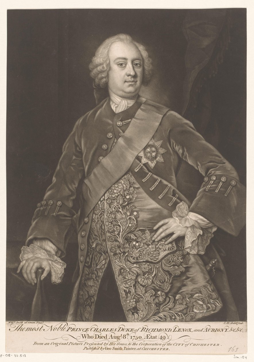 Muotokuva Charles Lennox Jaloin prinssi Charles Richmondin herttua (...) (otsikko esineessä) tekijältä James McArdell
