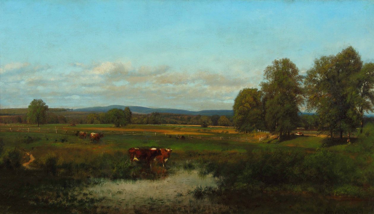 Lehmät laitumella 1870 (Öljy kankaalle) tekijältä James McDougal Hart