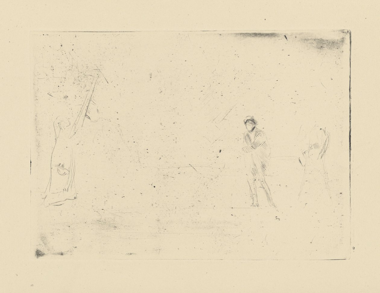 [76] Jäljennöksiä Whistlerin peruutetuista levyistä - [Kaksi hahmoa]. tekijältä James Abbott McNeill Whistler