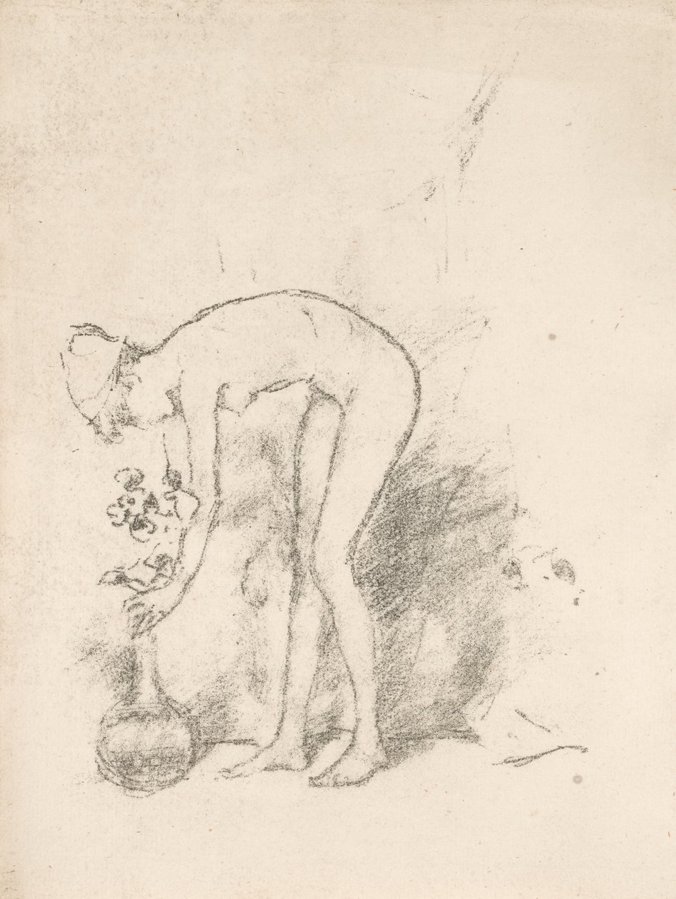 Alastonmalli asettelemassa kukkia tekijältä James Abbott McNeill Whistler