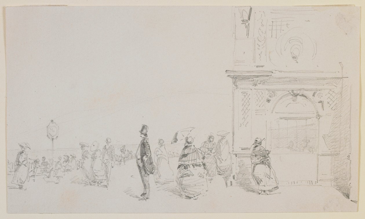 Ryhmä hahmoja esplanadilla tekijältä James Abbott McNeill Whistler