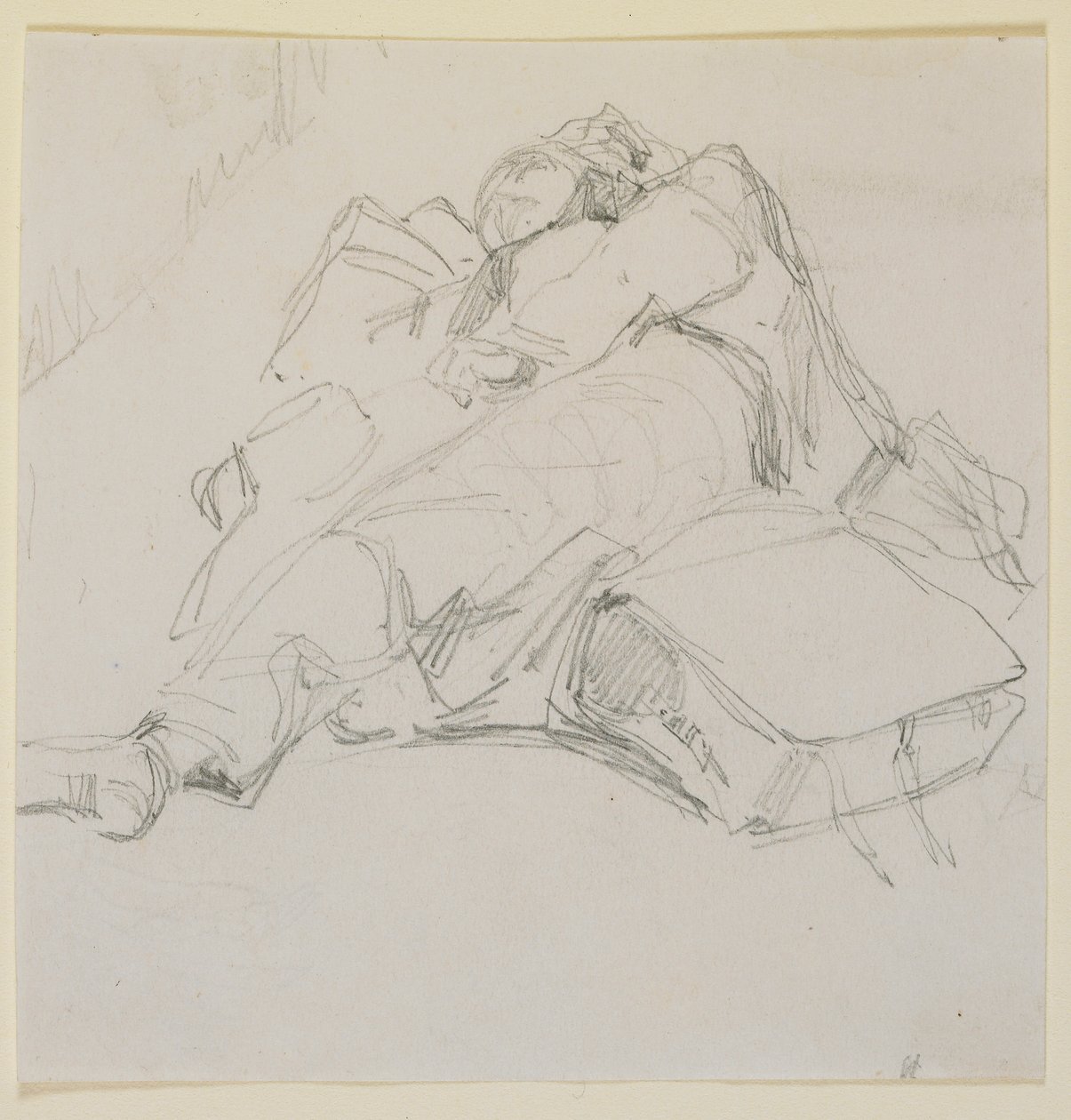 Mies nukkuu matkatavarapinon päällä tekijältä James Abbott McNeill Whistler