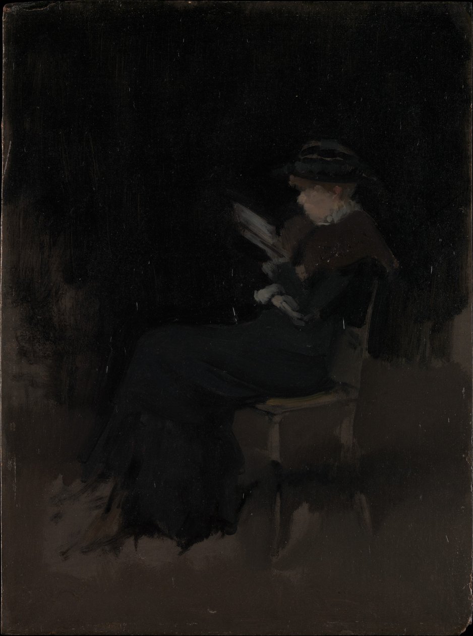 Järjestely mustalla: Lukeva tyttö tekijältä James McNeill Whistler