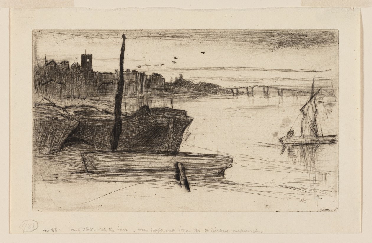 aChelsea Bridge ja kirkko tekijältä James Abbott McNeill Whistler