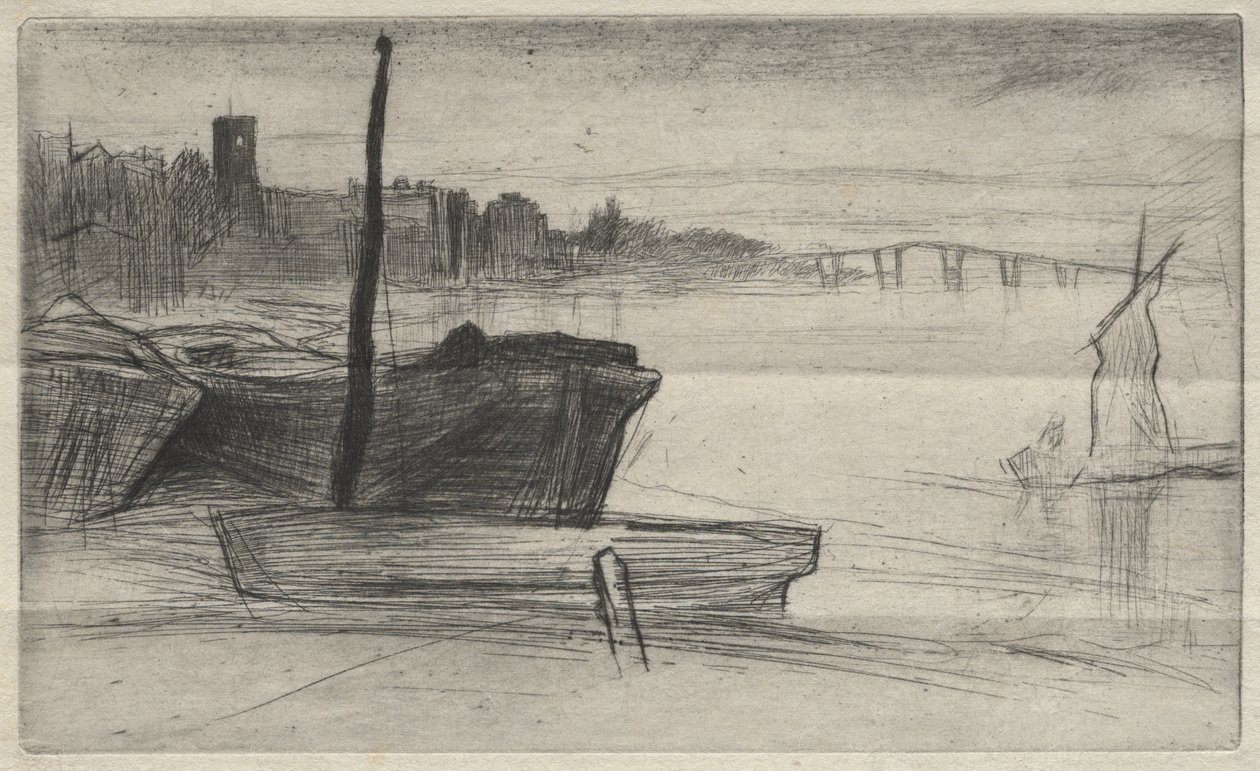 Chelsean silta ja kirkko tekijältä James McNeill Whistler