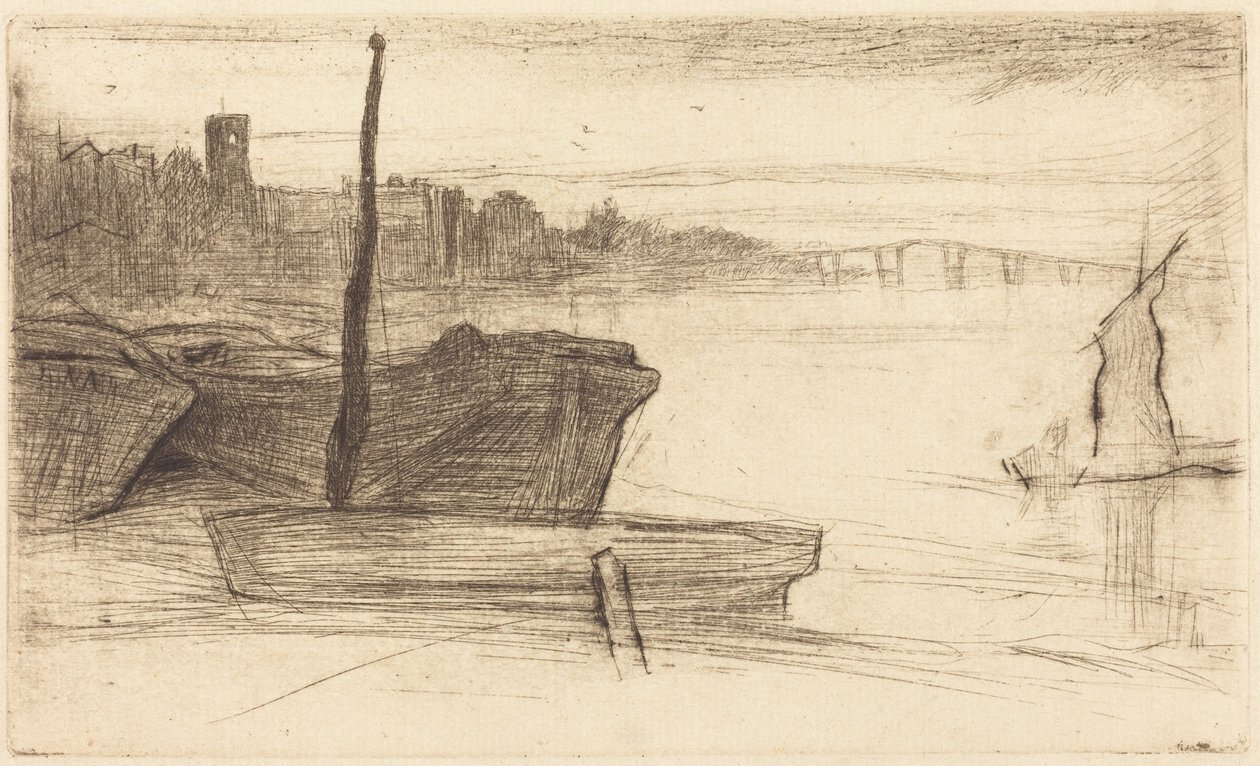 Chelsean silta ja kirkko tekijältä James McNeill Whistler