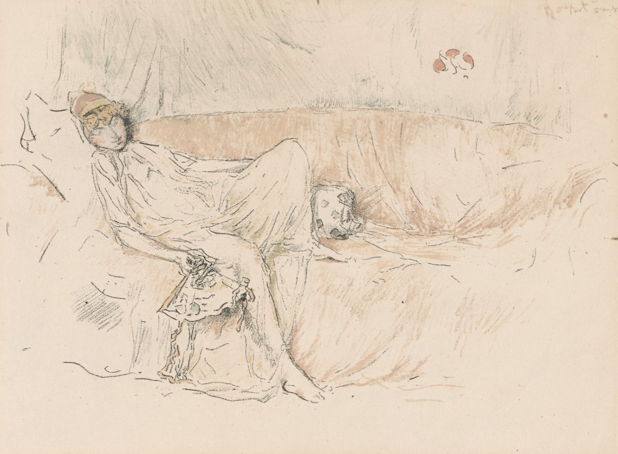 Draped figuuri, makuuasentoon tekijältä James Abbott McNeill Whistler