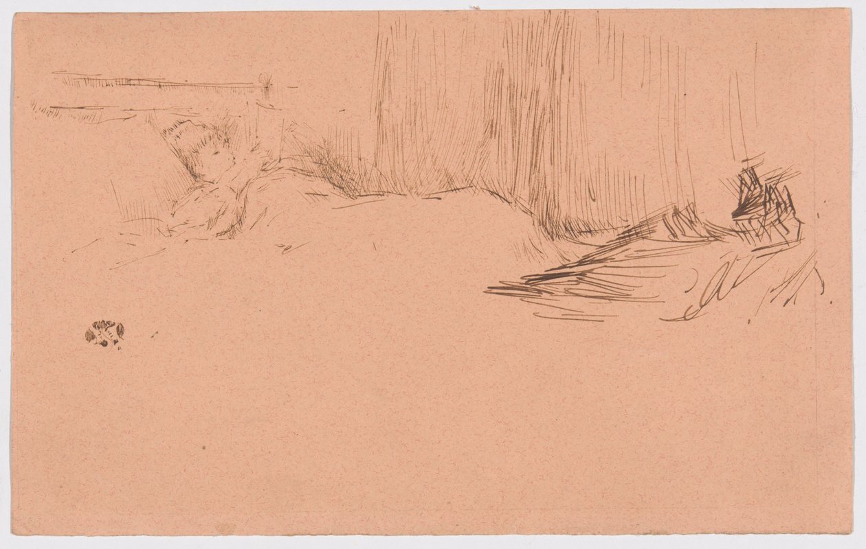 Tyttö lukeminen sängyssä tekijältä James McNeill Whistler