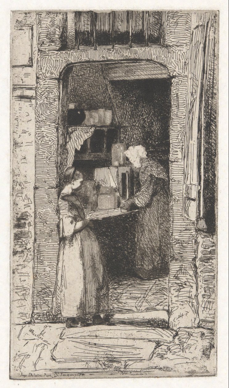 La Marchande de Moutarde (Sinapinmyyjä), ranskalaisesta setistä (Douze Eaux-Fortes d tekijältä James Abbott McNeill Whistler
