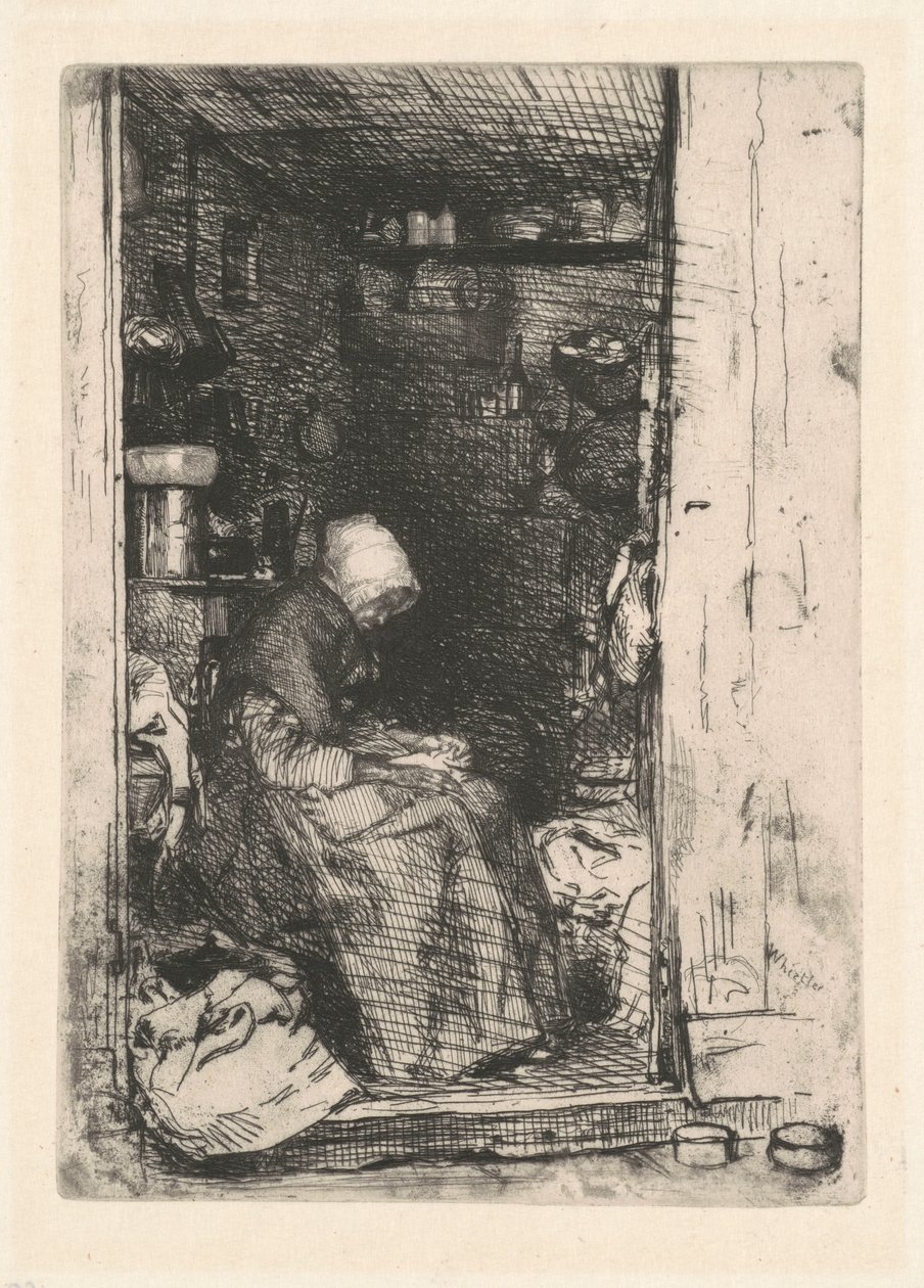 Ryysyihin pukeutunut vanha nainen tekijältä James McNeill Whistler