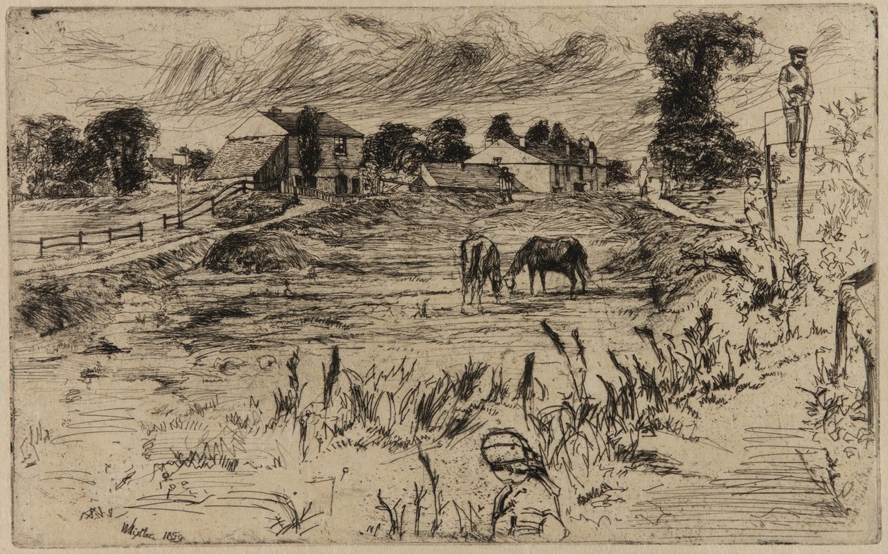 Maisema hevosten kanssa tekijältä James Abbott McNeill Whistler
