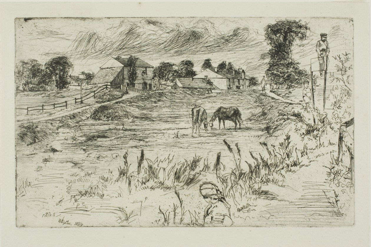 Maisema hevosten kanssa tekijältä James Abbott McNeill Whistler