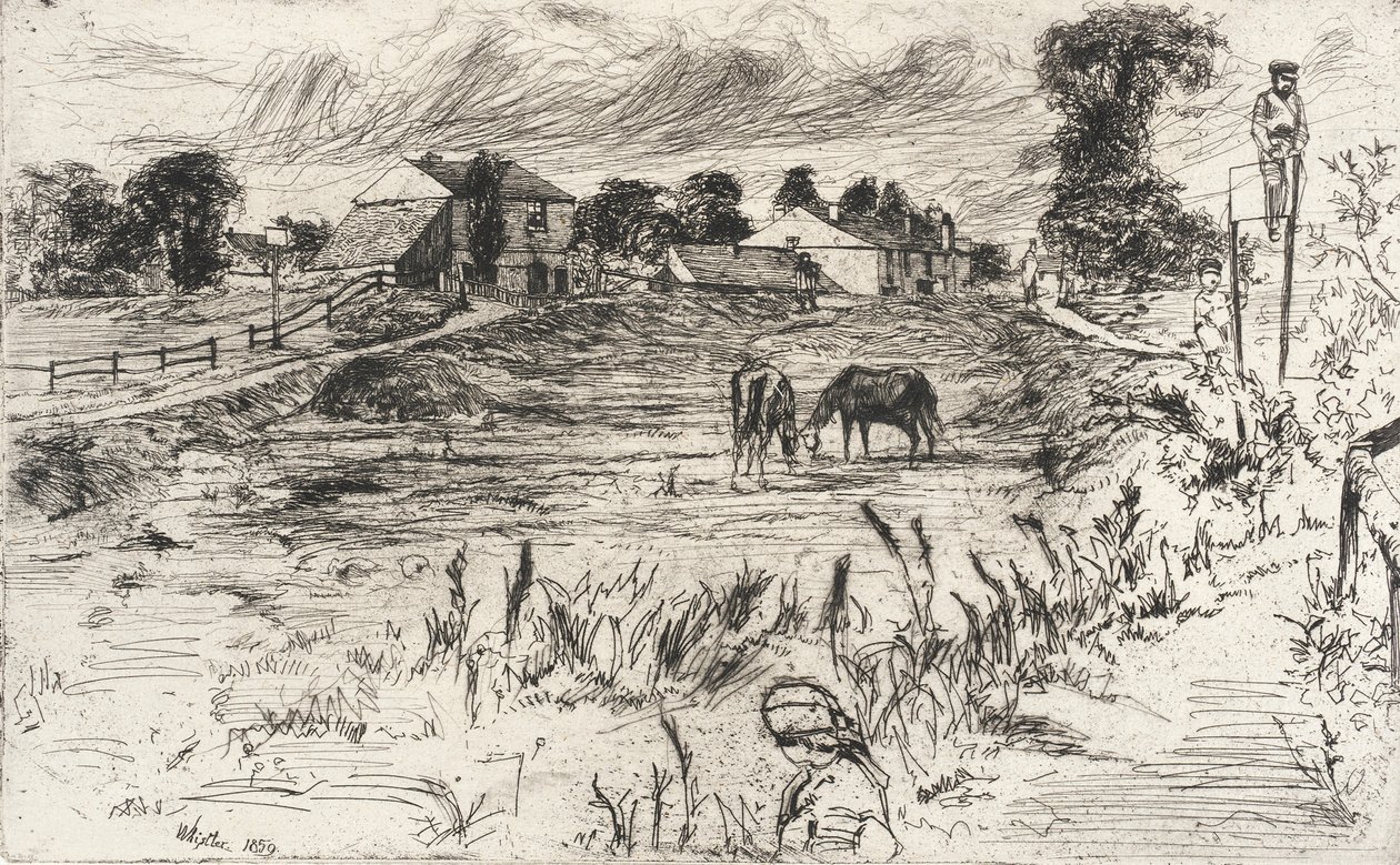 Maisema, jossa on hevosia tekijältä James McNeill Whistler