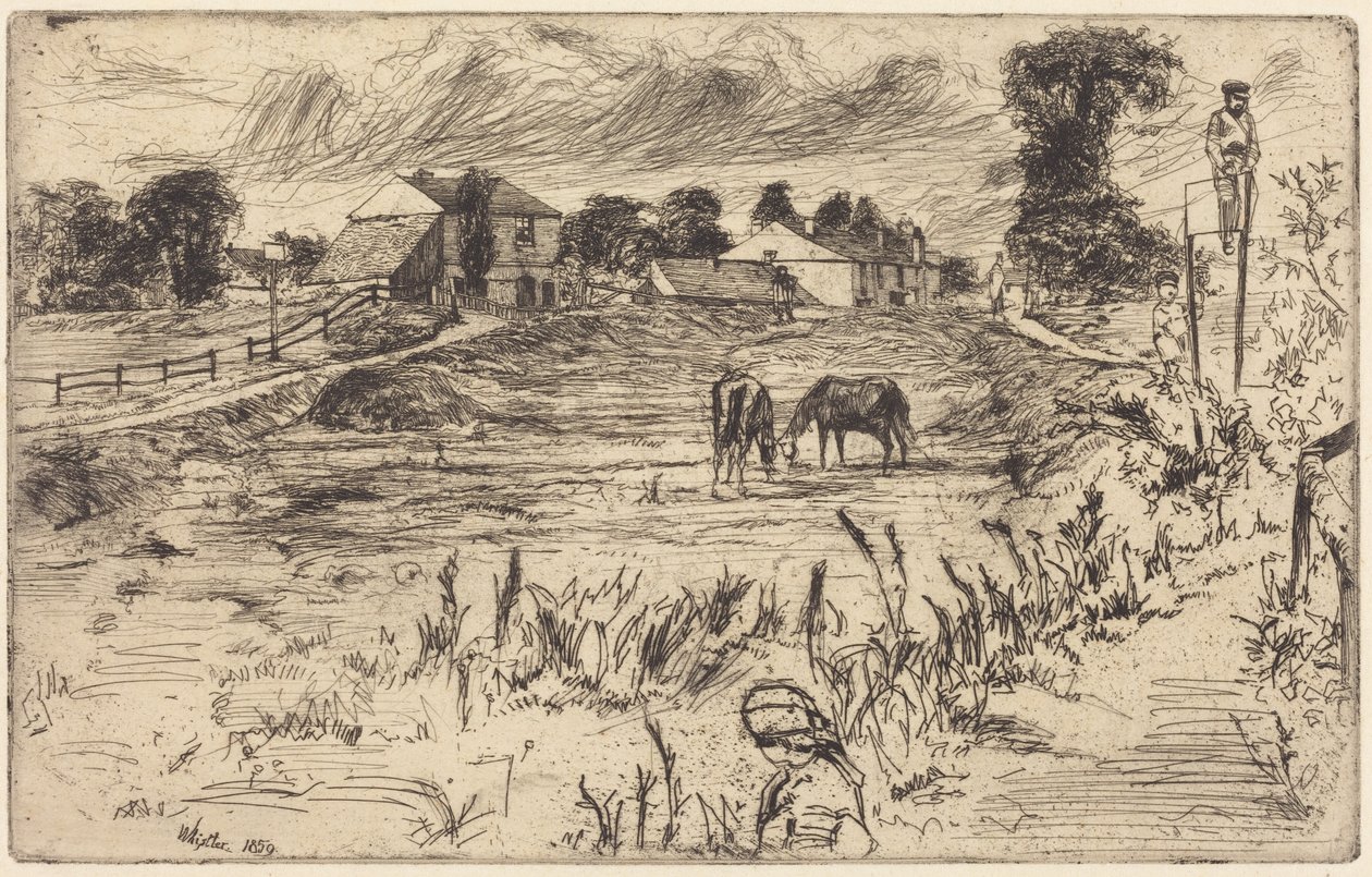 Maisema ja hevosia tekijältä James McNeill Whistler