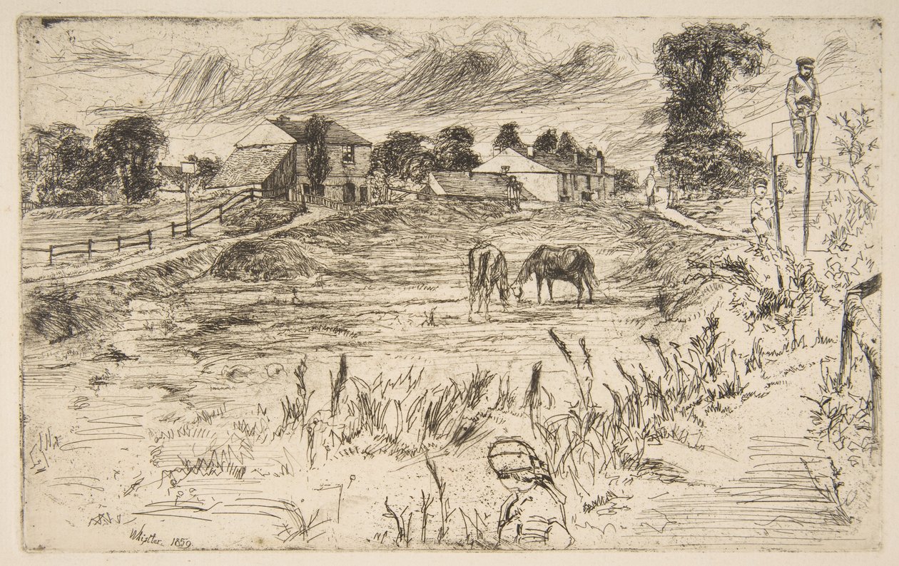 Maisema ja hevonen (Maisema ja hevosia) tekijältä James McNeill Whistler