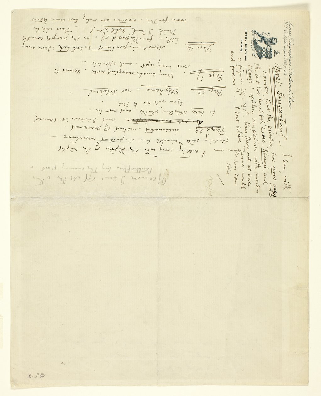 Kirje William Heinemannille, jossa on korjauksia Eden versus Whistler: Baronet and the Butterfly. Ystävänpäivä tuomiolla tekijältä James Abbott McNeill Whistler