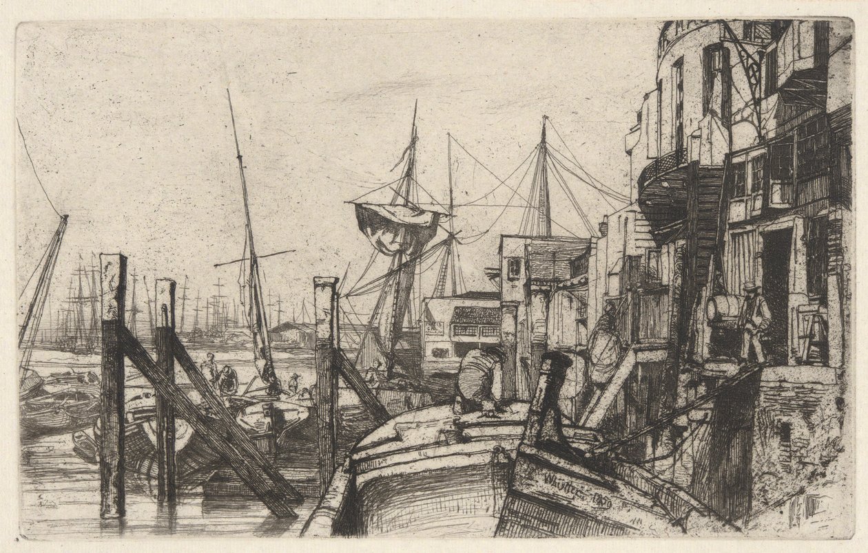 Limehouse, Thames-sarjasta (Kuudentoista etsauksen sarja Thamesista ja muista aiheista) tekijältä James Abbott McNeill Whistler