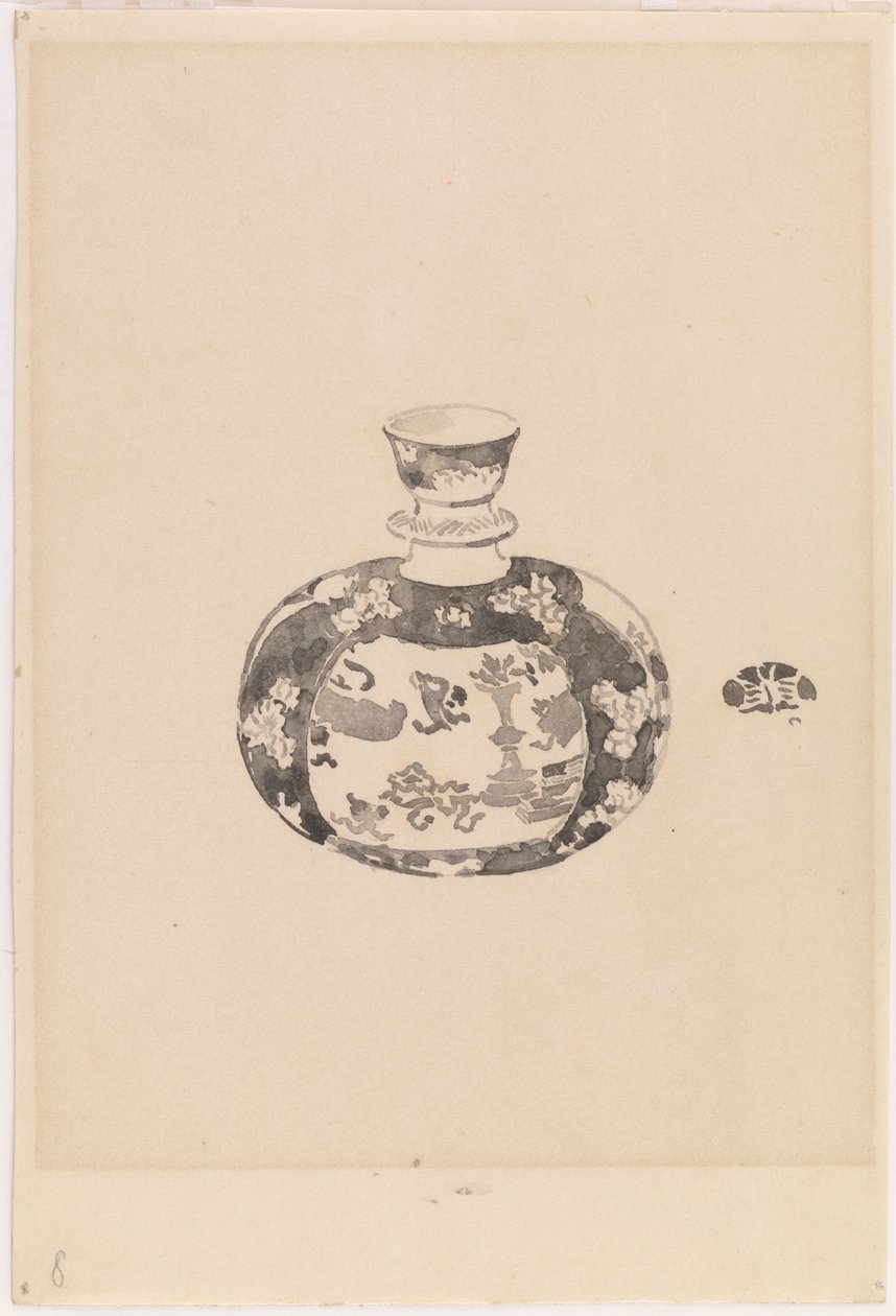 Oviform inkivääripurkki kellon muotoisella kannella tekijältä James Abbott McNeill Whistler