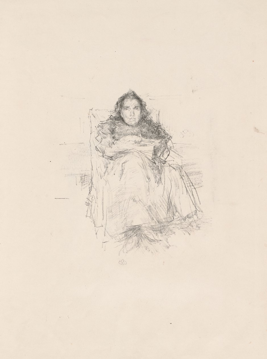 Muotokuvatutkimus: Mrs. Philip, nro 3 (recto) Muotokuvatutkimus: Geneviève Mallarmé (verso) tekijältä James Abbott McNeill Whistler