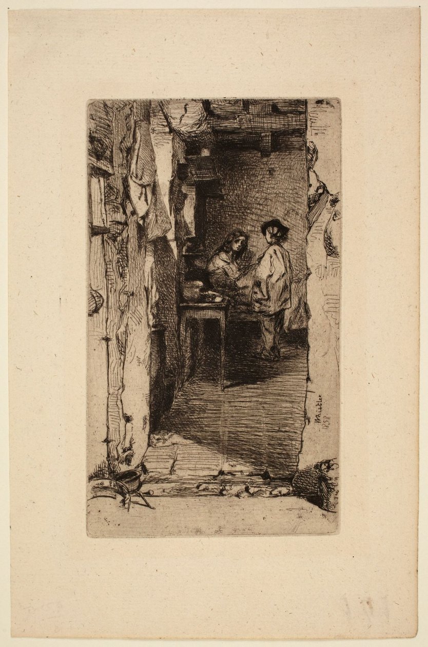 Lumppujen kerääjiä, Quartier Mouffetard, Pariisi tekijältä James McNeill Whistler