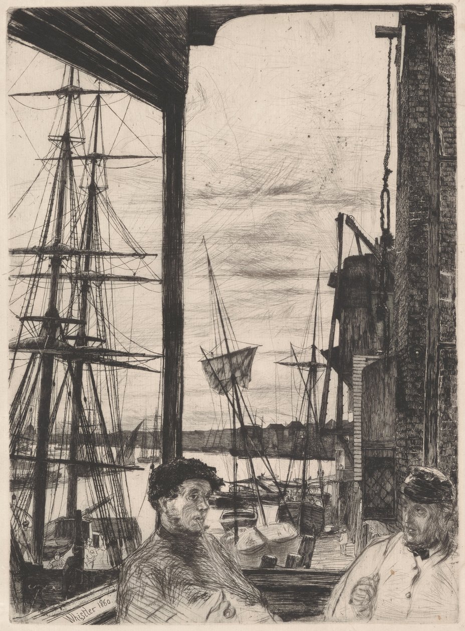 Rotherhithe K. 66 III teoksesta ”The Thames Set” tekijältä James McNeill Whistler
