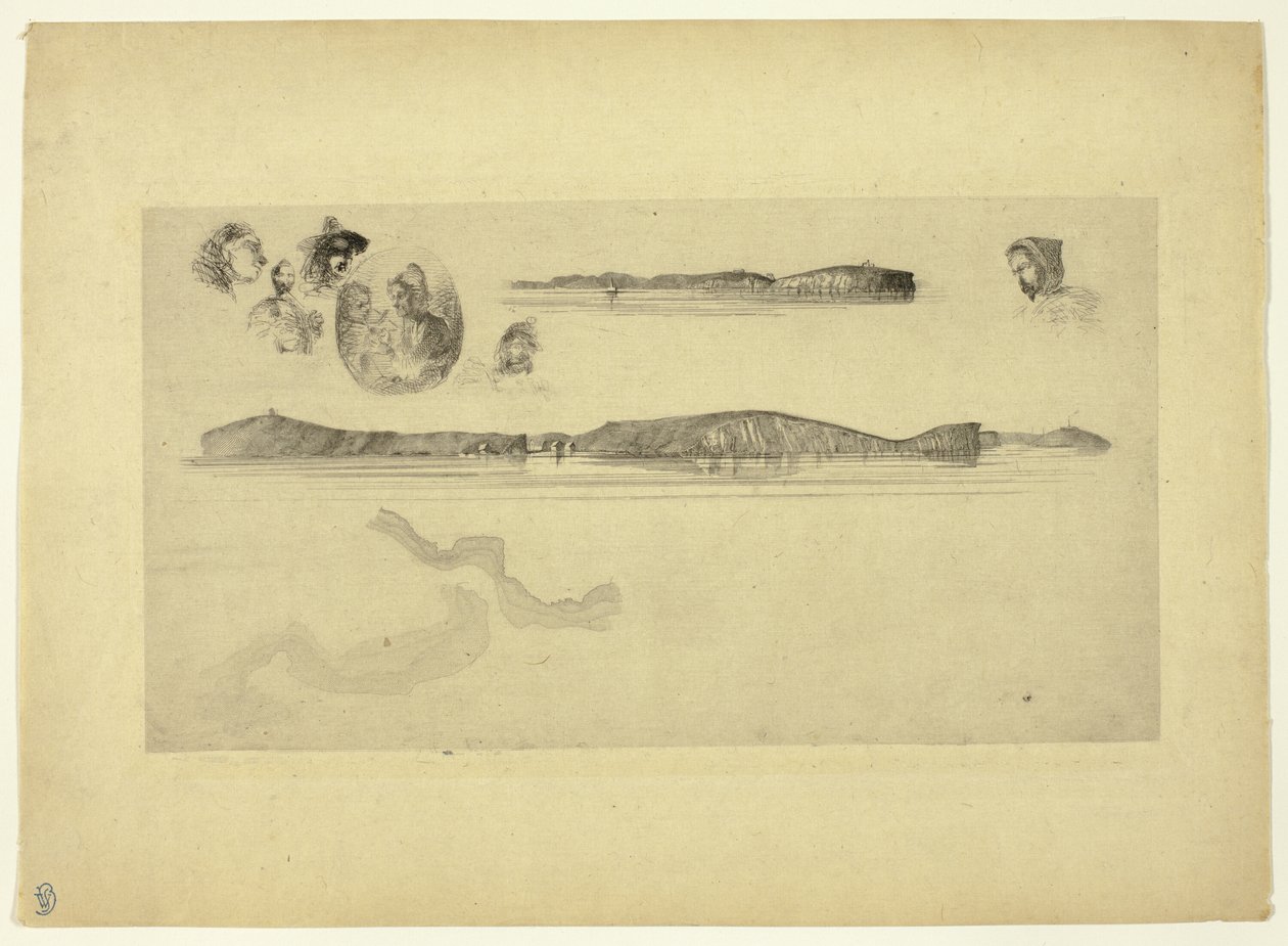 Luonnokset rannikkomittauslevyllä tekijältä James Abbott McNeill Whistler