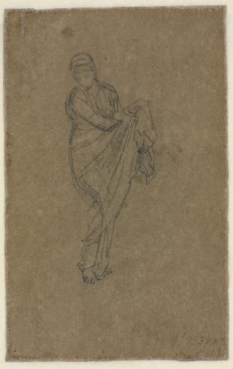 Seisova nainen, joka nostaa hameensa ylös (takapuoli) tekijältä James McNeill Whistler