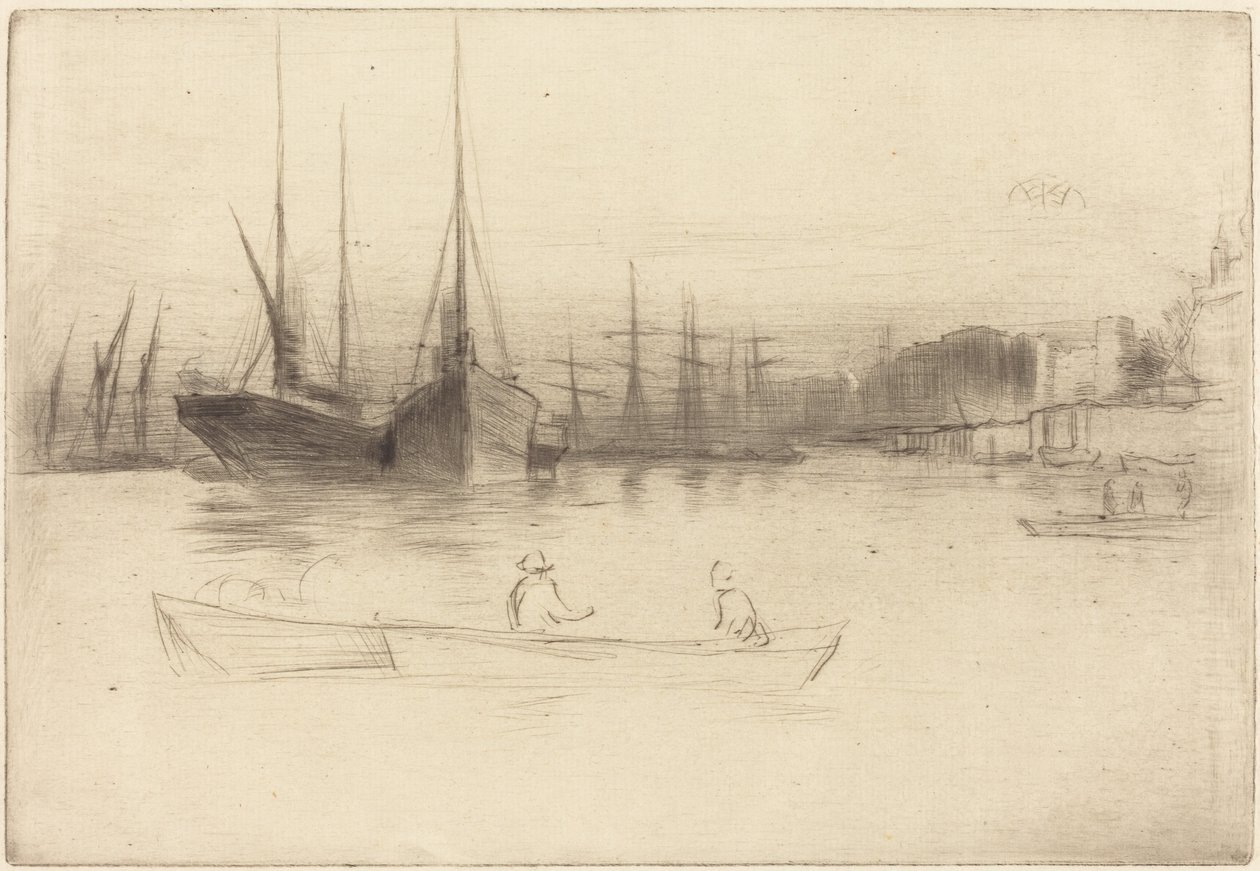 Höyrylaivat Towerin edustalla tekijältä James McNeill Whistler
