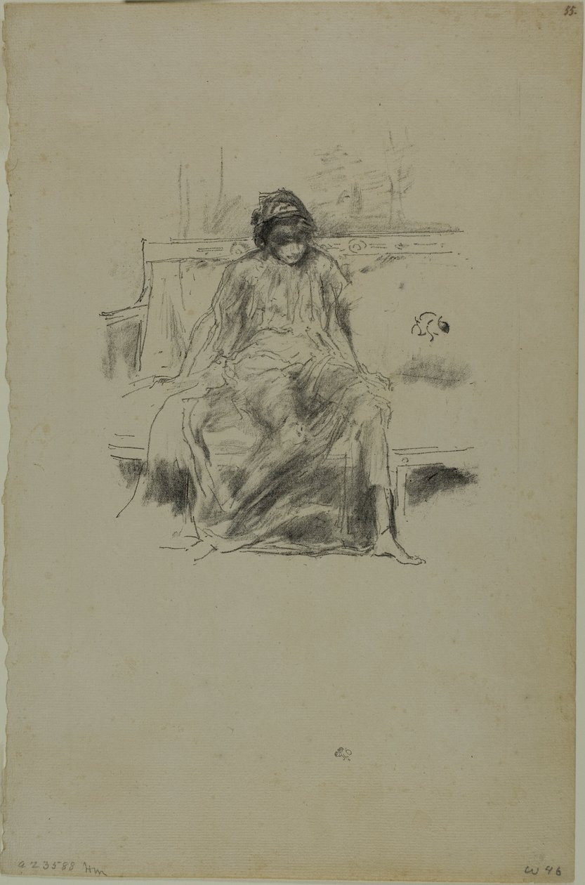 Pehmustettu hahmo, istuu tekijältä James Abbott McNeill Whistler