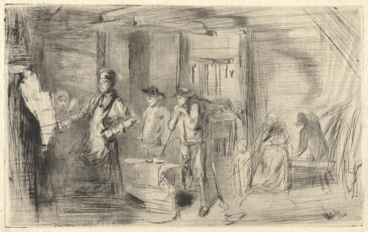 The Forge, Thames-sarjasta (sarja kuusitoista etsausta Thamesista ja muista aiheista) tekijältä James Abbott McNeill Whistler