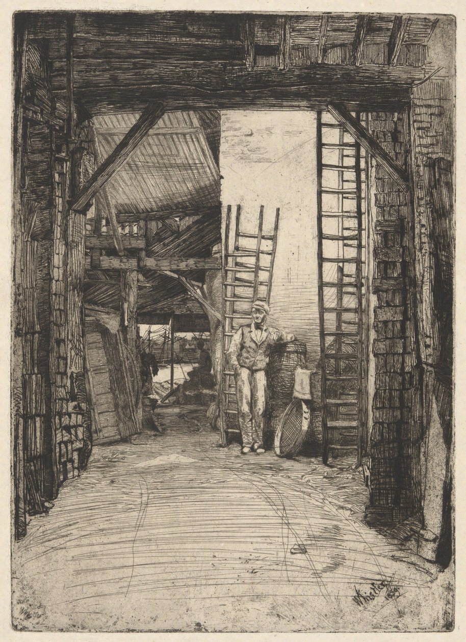 Kalkinpolttaja, Thames-sarjasta (kuudentoista etsauksen sarja, joka kuvaa näkymiä Thamesilta ja muita aiheita) tekijältä James McNeill Whistler