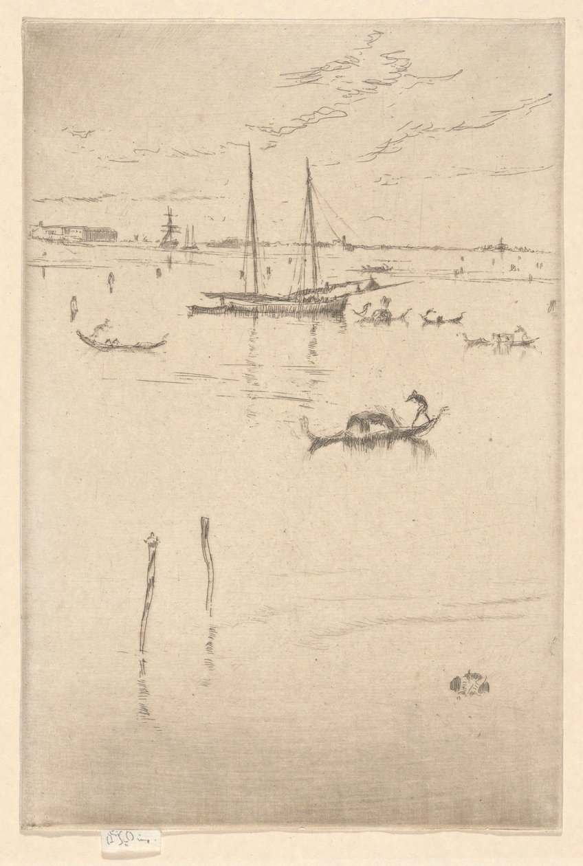 Pieni laguuni, ensimmäisestä Venetsian sarjasta (Venetsia, 12 etsauksen sarja) tekijältä James Abbott McNeill Whistler