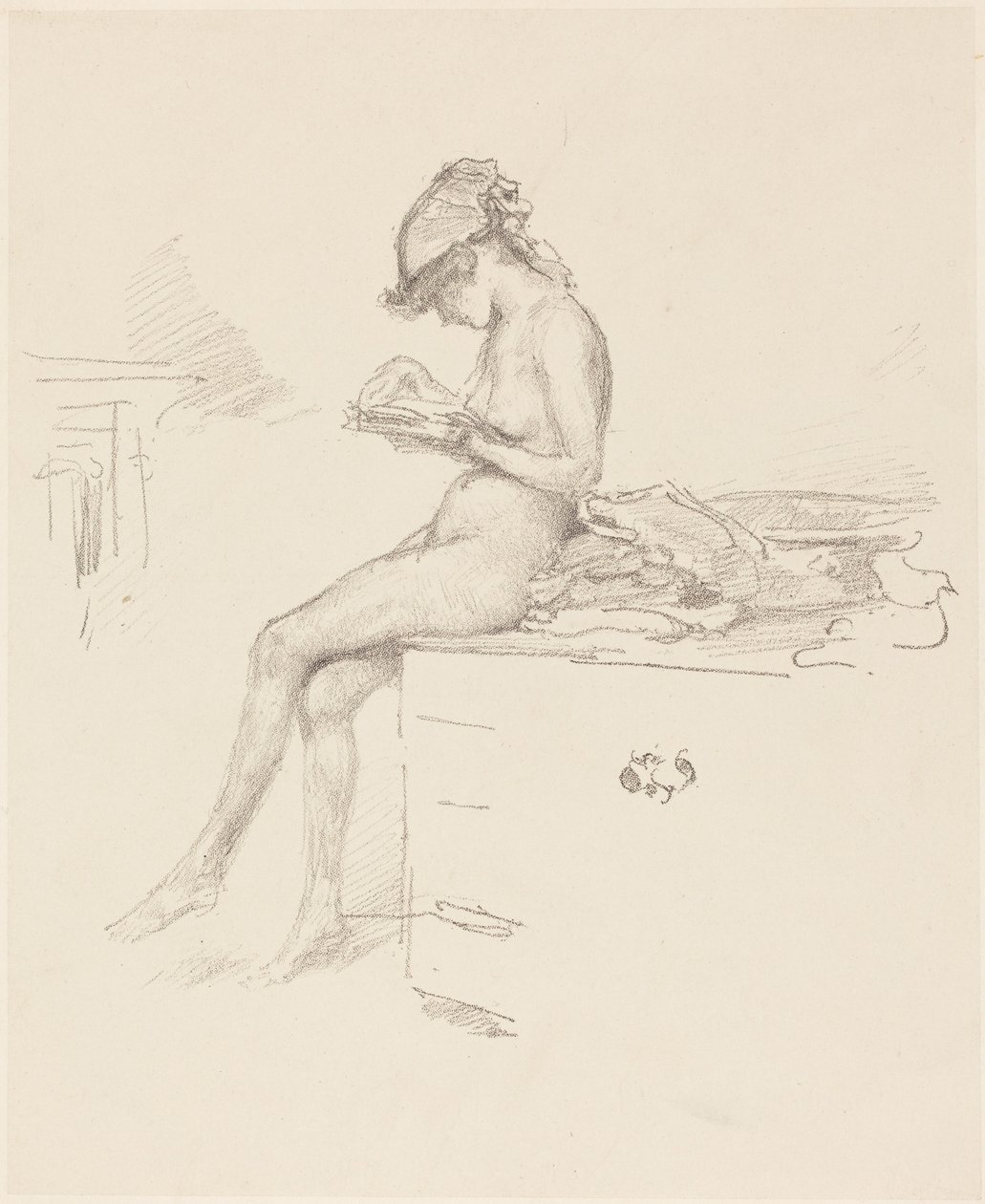 Pieni alastonmalli, lukemassa tekijältä James McNeill Whistler