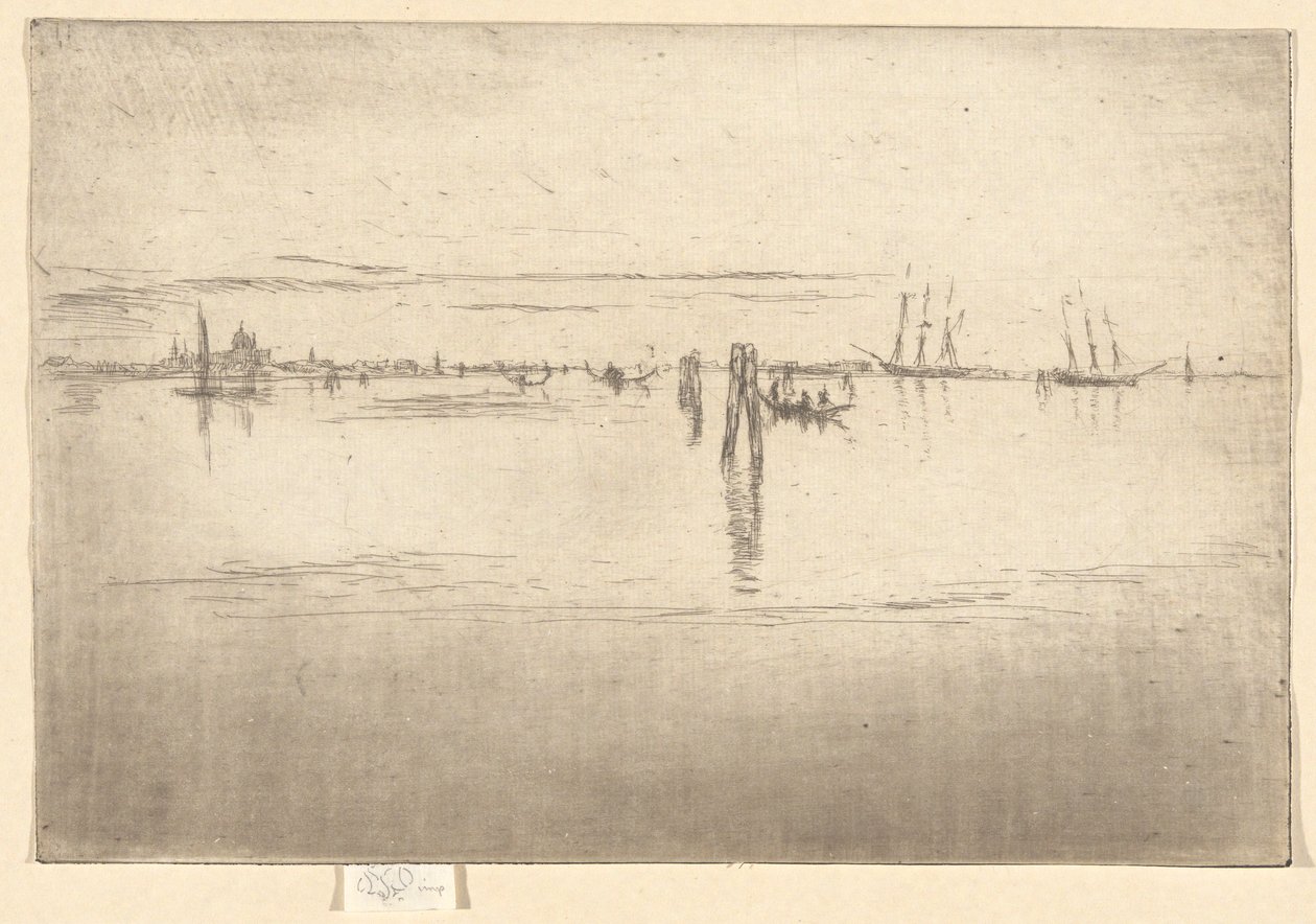 Pitkä laguuni, toisesta Venetsian sarjasta (kaksikymmentäkuusi etsauksen sarja) tekijältä James Abbott McNeill Whistler