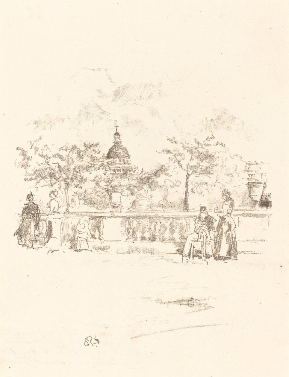 Pantheon, Luxemburgin puutarhan terassilta tekijältä James Abbott McNeill Whistler
