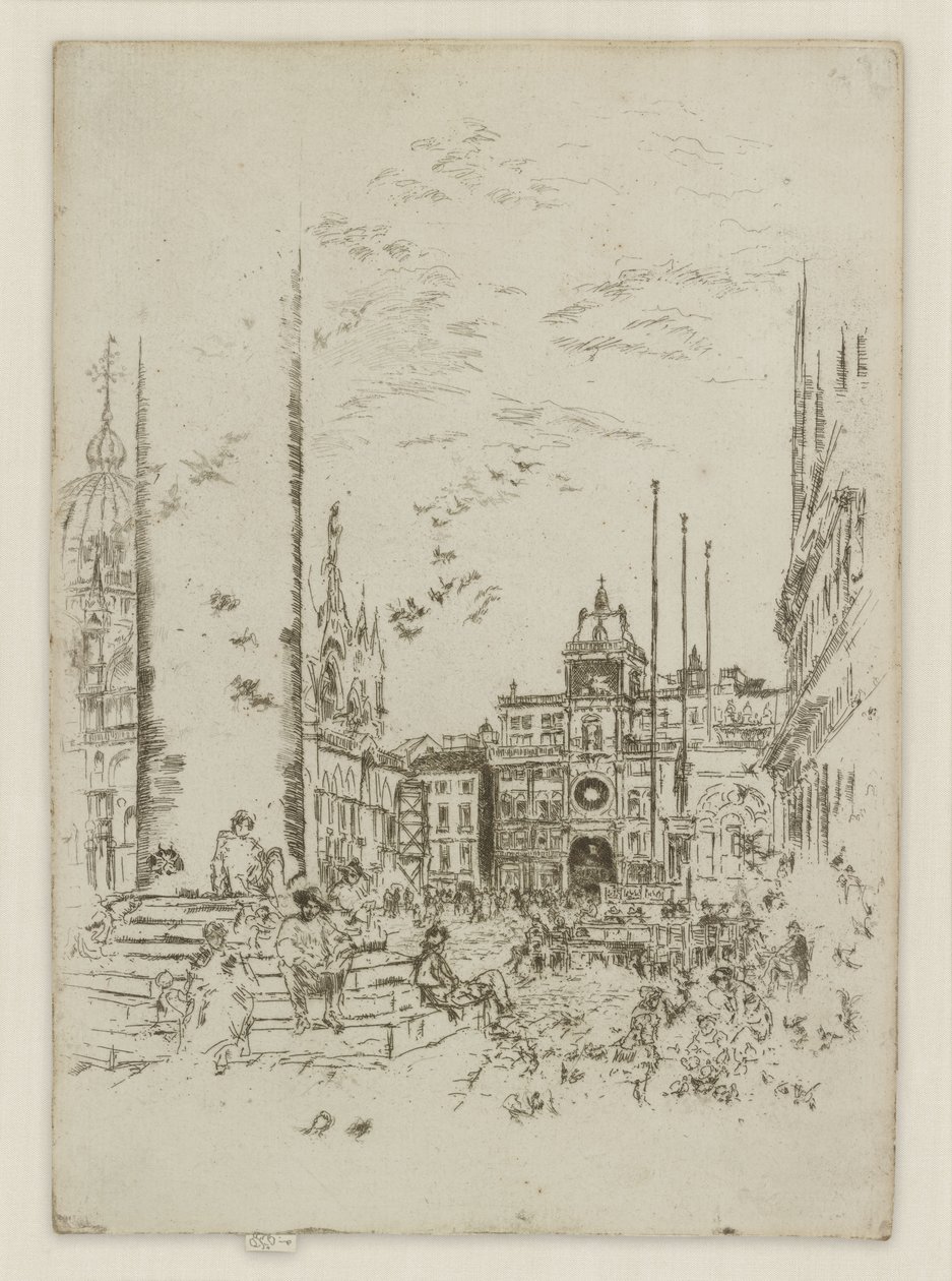 Piazzetta, ensimmäisestä Venetsia-sarjasta (Venetsia, kahdentoista etsauksen sarja) tekijältä James McNeill Whistler