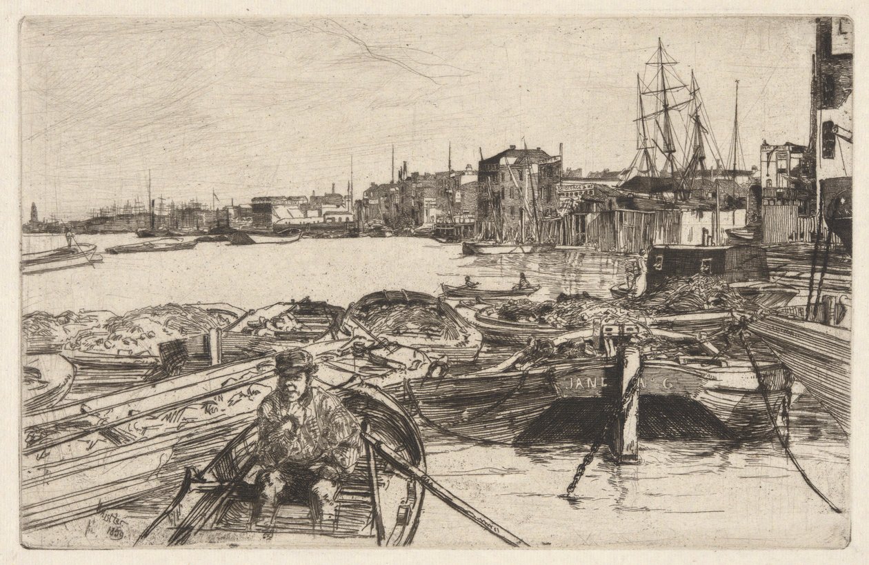 The Pool, Thames-sarjasta (sarja kuusitoista etsausta Thames-joesta ja muista aiheista) tekijältä James Abbott McNeill Whistler