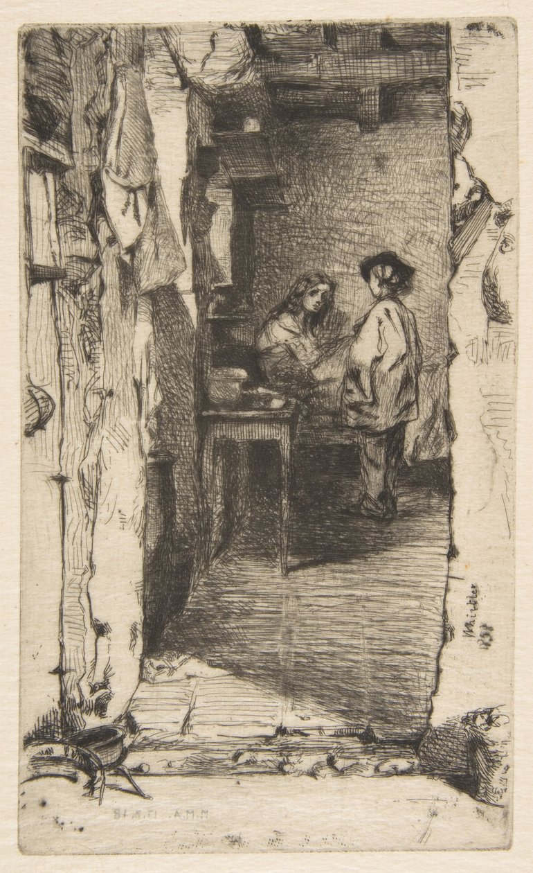 Lumppujen kerääjät (lumppujen kerääjät, Quartier Mouffetard, Pariisi) tekijältä James McNeill Whistler