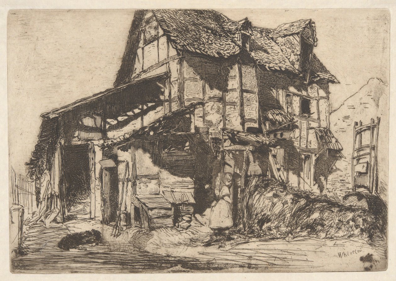 Unsafe Tenement, ranskalaisesta sarjasta (Douze Eaux-Fortes d tekijältä James Abbott McNeill Whistler