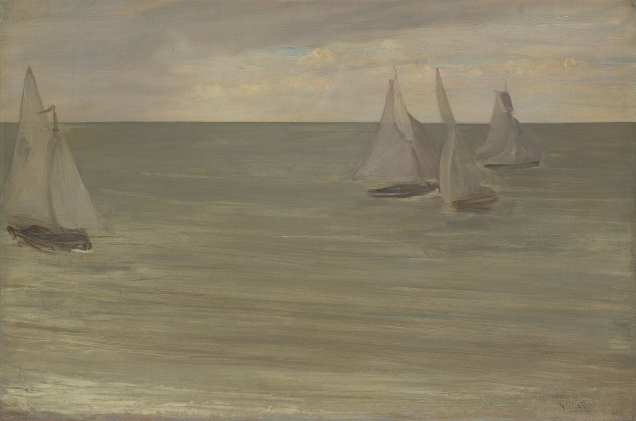 Trouville (Harmaa ja vihreä, Hopeameri) tekijältä James Abbott McNeill Whistler