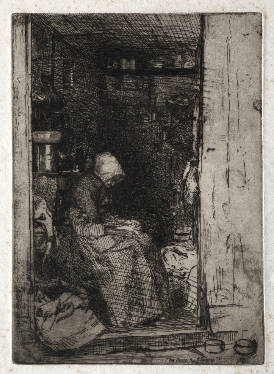 Twelve Etchings from Nature:  La Veille aux Loques tekijältä James McNeill Whistler