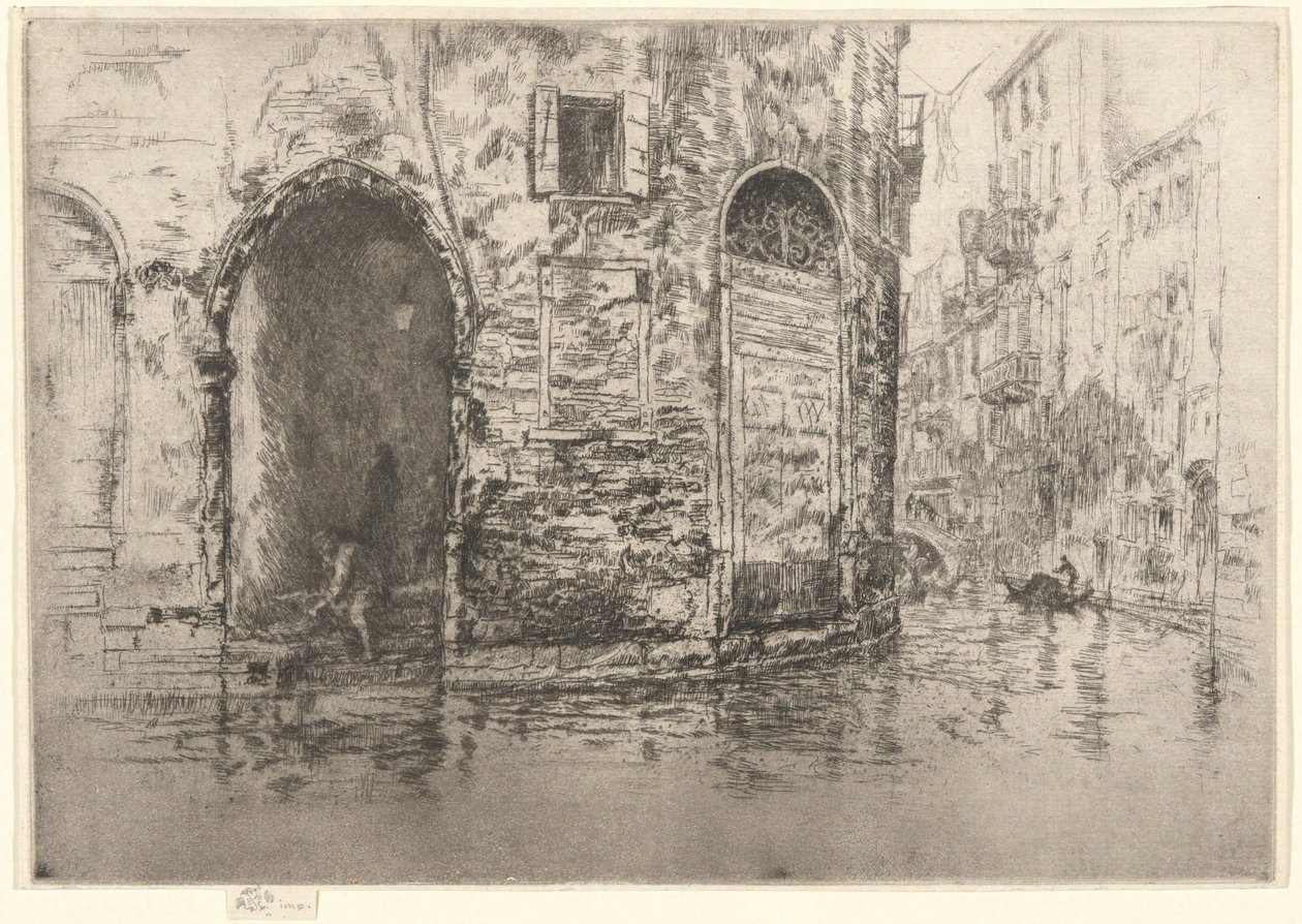 ”Kaksi oviaukkoa”, ensimmäisestä Venetsia-sarjasta (”Venetsia, sarja kahdestatoista etsauksesta”) tekijältä James McNeill Whistler