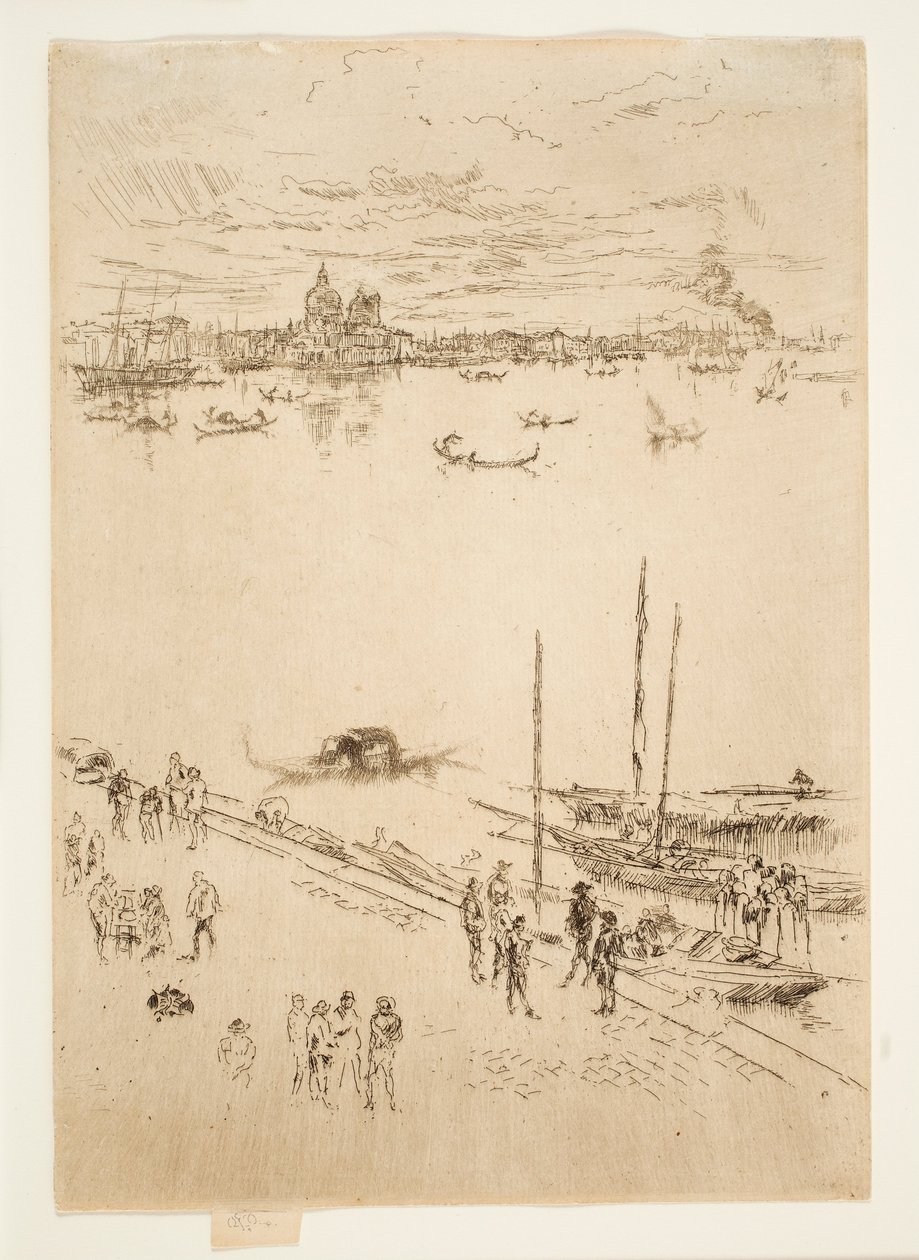 ”Upright Venice”, teoksesta ”Twenty-Six Etchings”, joka tunnetaan myös nimellä ”Second Venice Set” tekijältä James McNeill Whistler