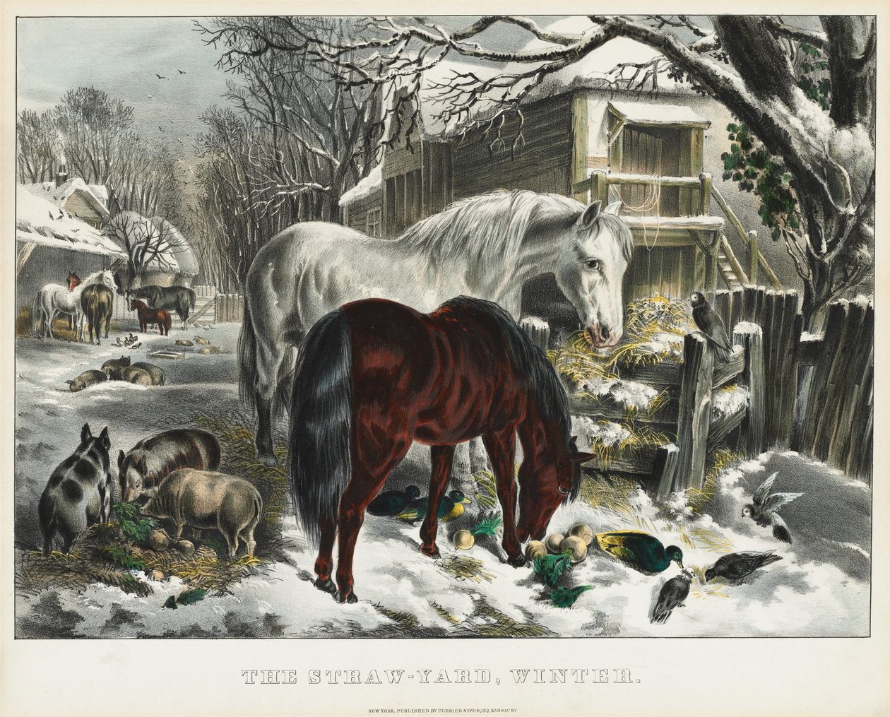 Olkipiha, talvi tekijältä James Merritt Ives