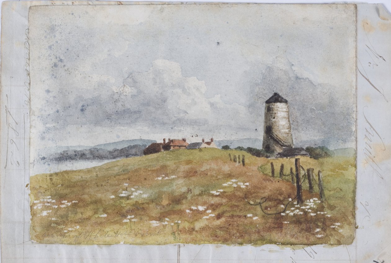 Old Mill at White Hill Point (akvarelli ja kynä) tekijältä James Miller Brown