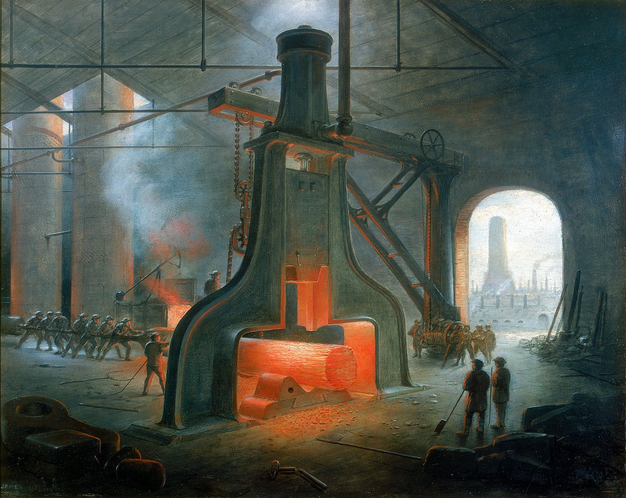 James Nasmythin höyryvasara, joka pystytettiin hänen valimossaan lähellä Manchesteria vuonna 1832 tekijältä James Nasmyth