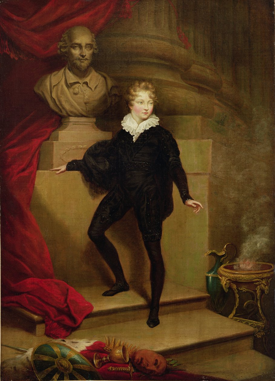Mestari Betty Hamletina ennen Shakespearen rintakuvaa, n. 1804-06 tekijältä James Northcote