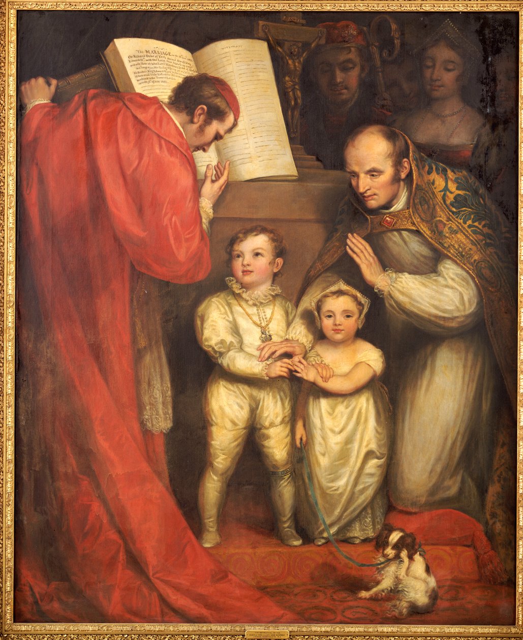 Yorkin herttuan Richard of Shrewsburyn avioliitto lady Anne Mowbrayn kanssa, 1820 tekijältä James Northcote