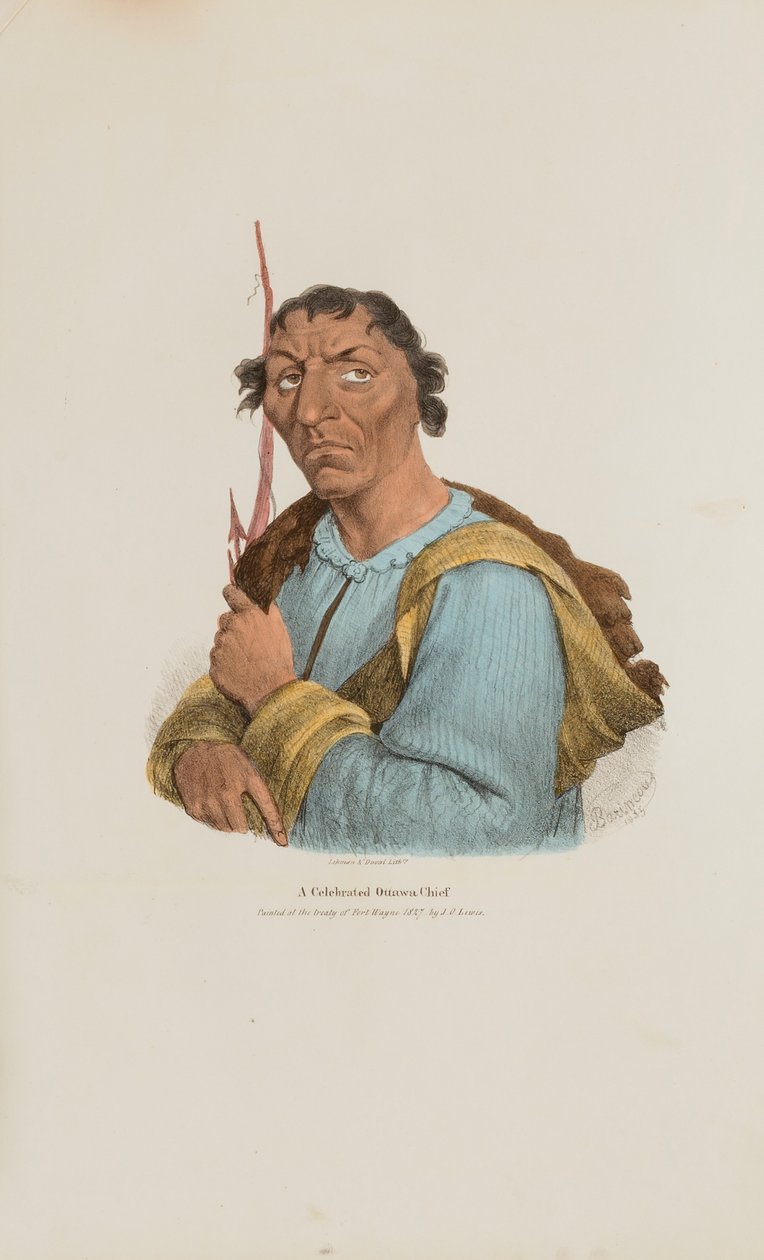 Juhlittu Ottowan päällikkö, julkaisusta The Aboriginal Portfolio (Aboriginal Portfolio). tekijältä James Otto Lewis